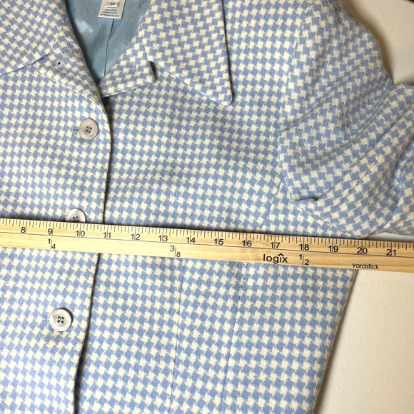 Pendleton Womens Houndstooth Wool Blazer Blue Cream Size 14 P Vintage Preppy - Picture 6 of 8